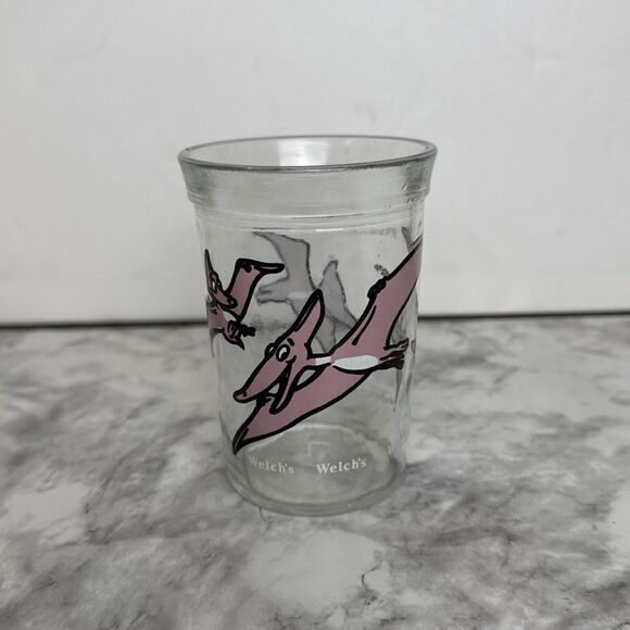 Welch’s Pteranodon Dinosaur Jelly Glass Vintage 4” Anchor Hocking - Picture 1 of 5
